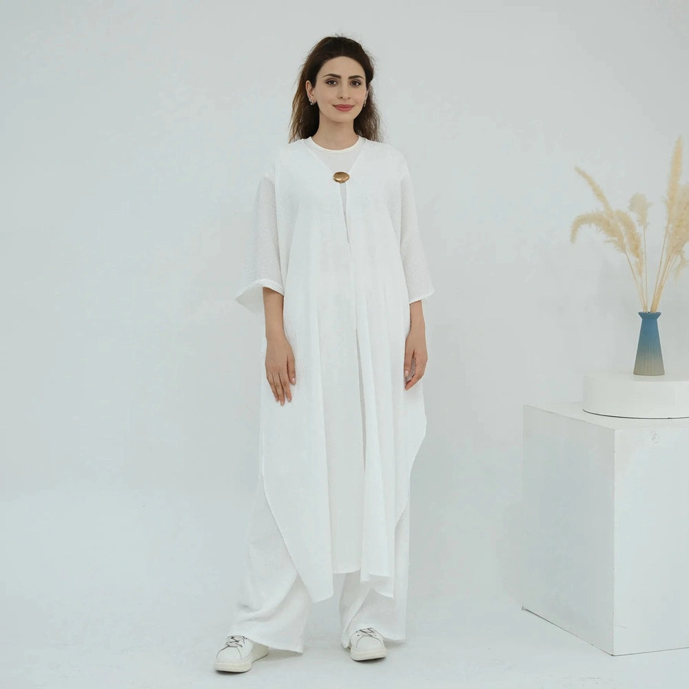 Ensemble 2 pièces froissé, cardigan, haut et pantalon, n° 251035