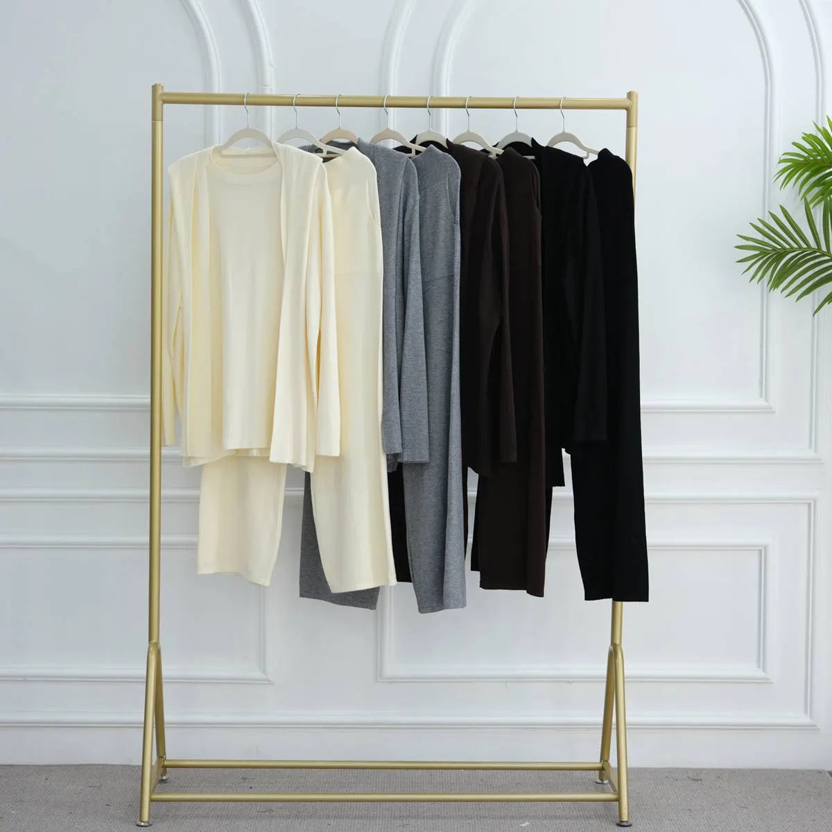 Winter Fall Muslim Women Knitted 2 Pieces Set Tops And Pants Suit Set #25W001