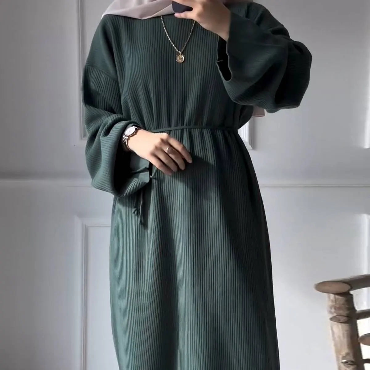 Robe Abaya en tricot épais pour l'hiver et l'automne #24930