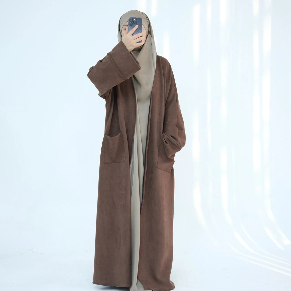 Cardigan en velours ouvert pour l'hiver et l'automne
