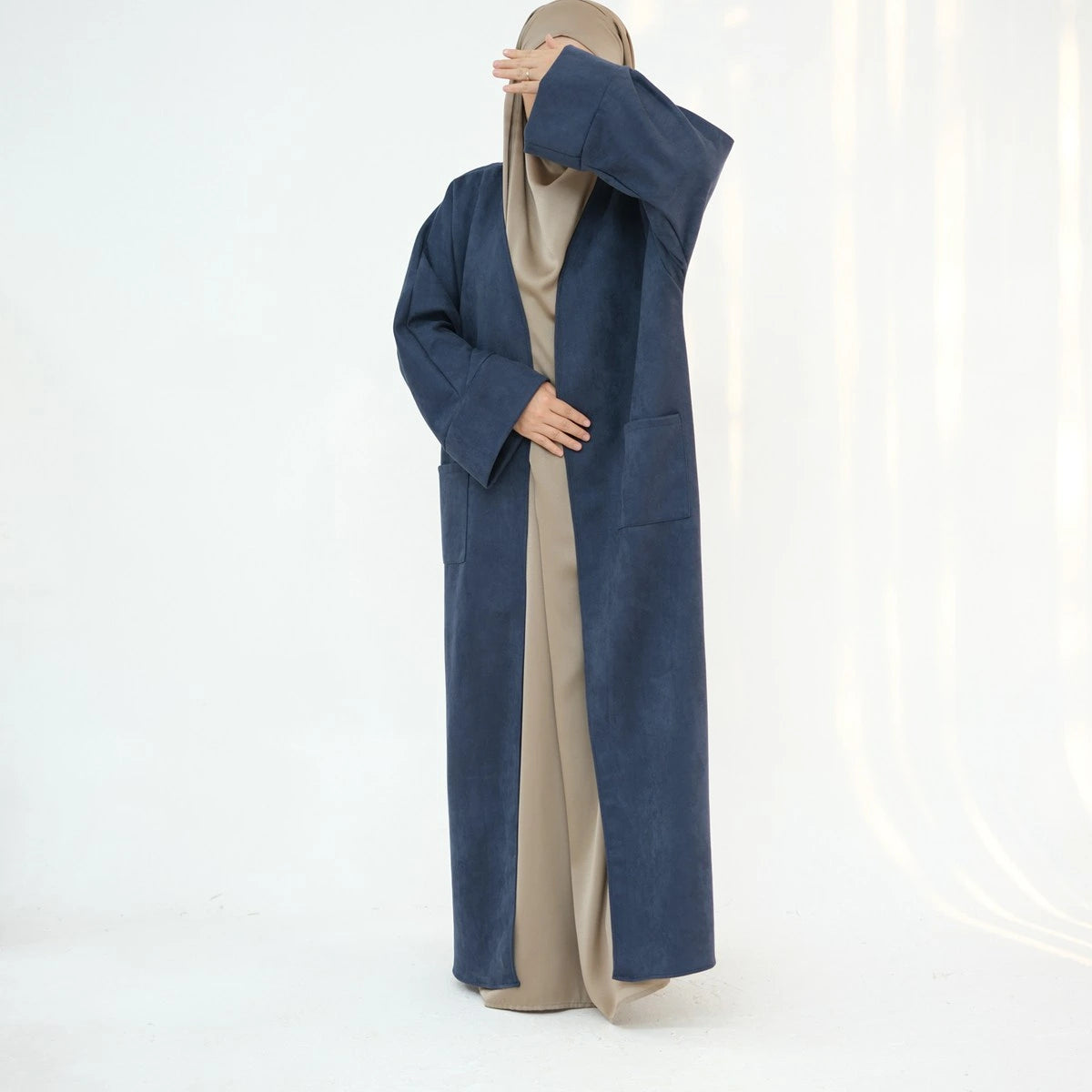 Cardigan en velours ouvert pour l'hiver et l'automne
