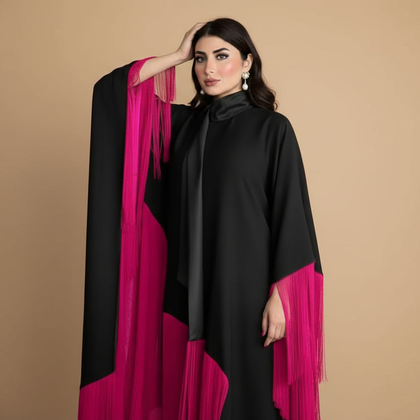 Batwing Sleeve Tassel Farasha Sleeve Women Abaya Caftan Kaftan Dress