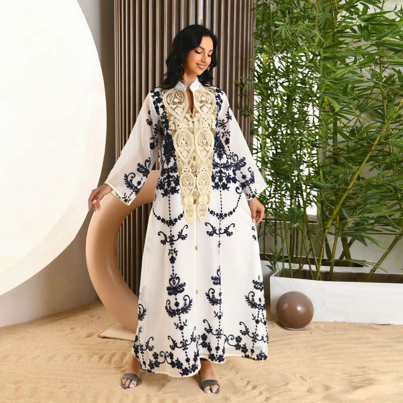 Dubai Arab Eid Embroidered Evening Kaftan Dress