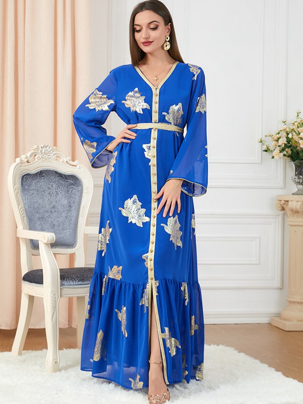 Eid Dress Middle East Arab Bronzing Chiffon Kaftan Dress Caftan
