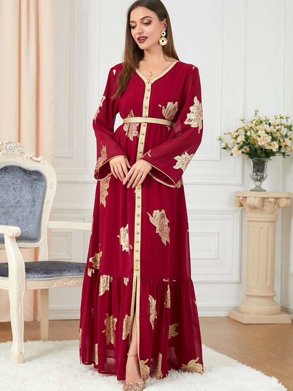 Eid Dress Middle East Arab Bronzing Chiffon Kaftan Dress Caftan
