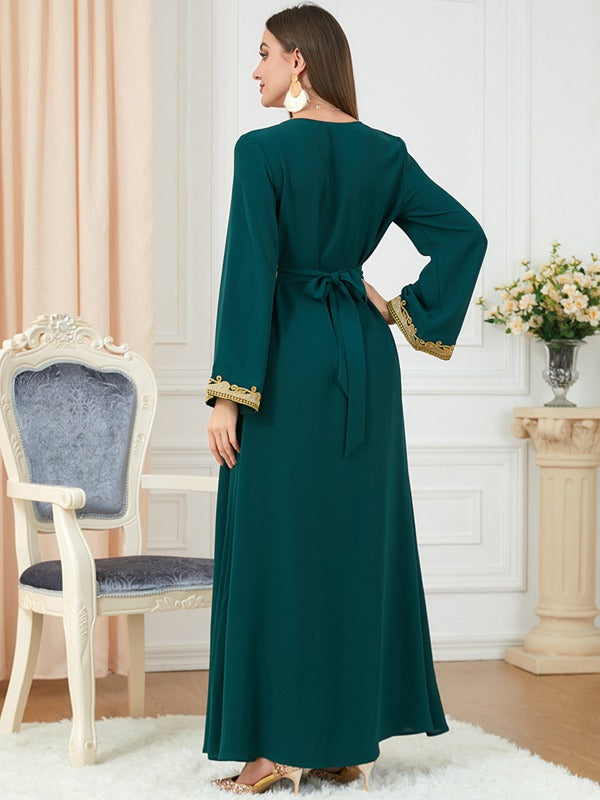 Eid Dress Women Middle East Arab Embroidery Woven Fabric Kaftan Dress Caftan
