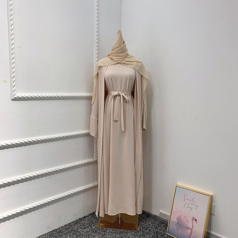 Ensemble 3 pièces pour femme arabe, robe abaya, sans abaya, robe intérieure et foulard