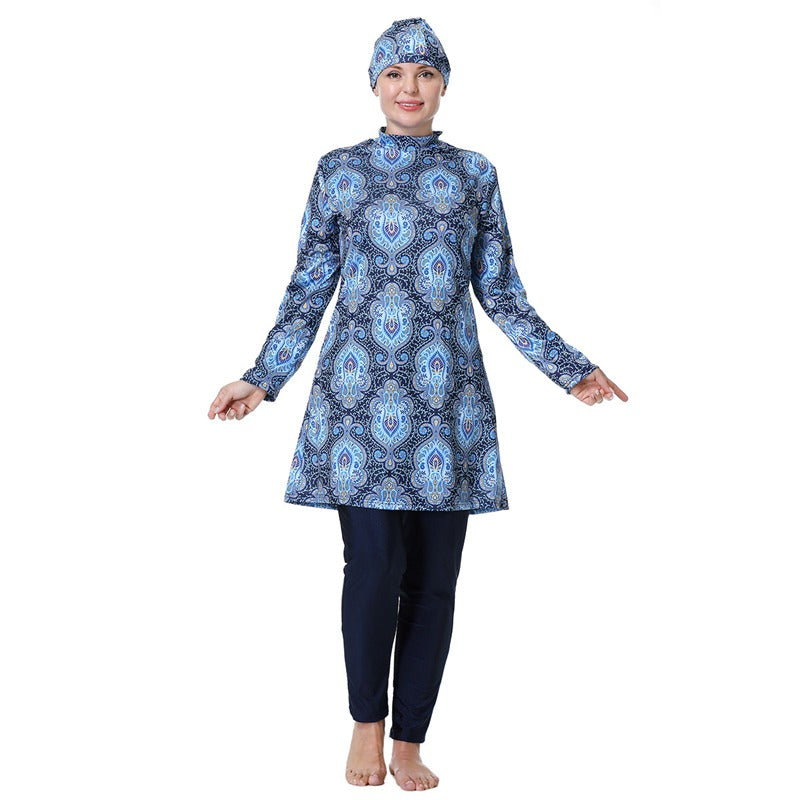 Maillots de bain imprimés halal arabes musulmans pour femmes, burkinis islamiques, tailles 3XL à 8XL