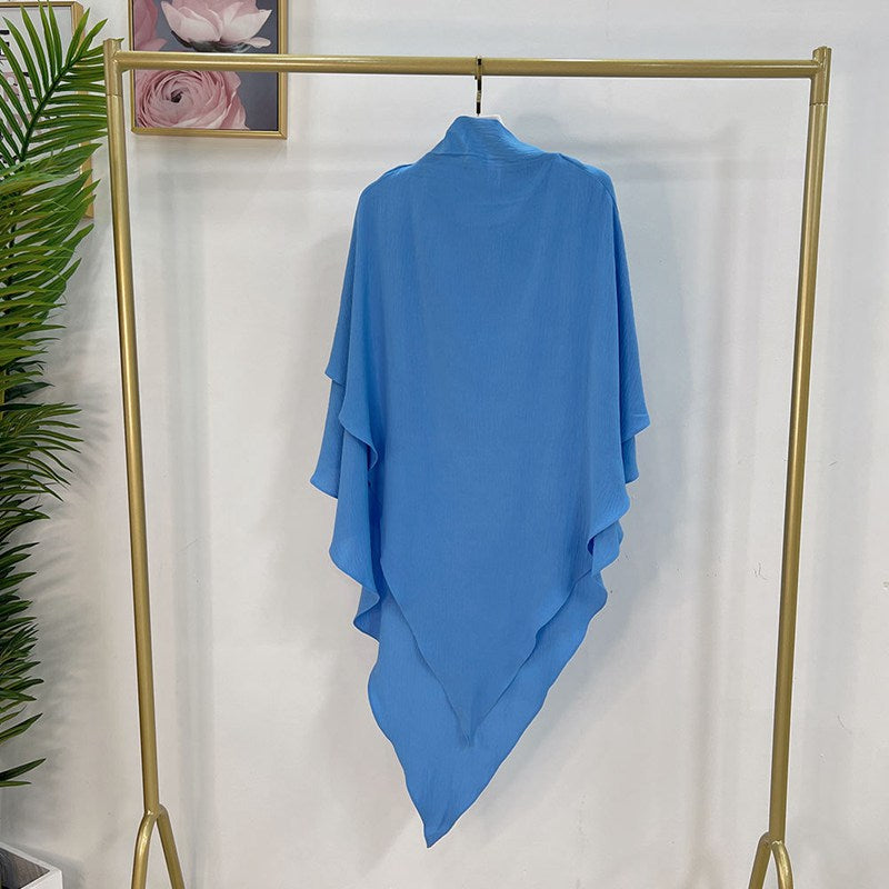 Khimar long en coton mélangé pour femmes musulmanes, deux couches