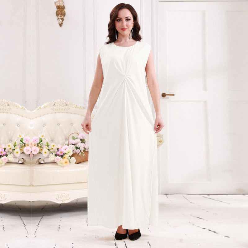 Robe Abaya sans manches en satin pour femme musulmane