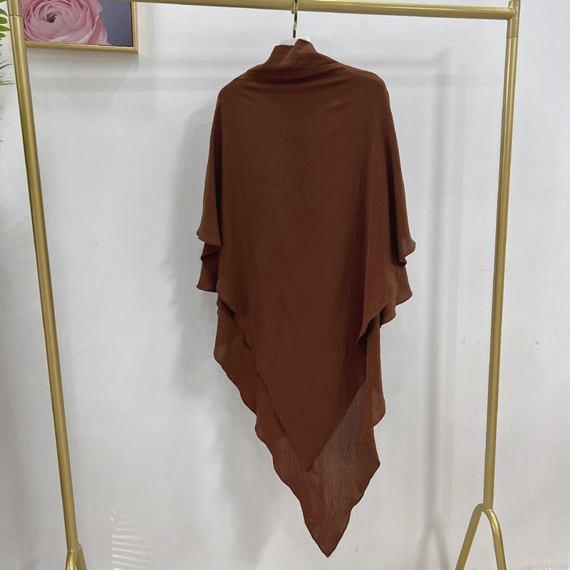 Khimar long en coton mélangé pour femmes musulmanes, deux couches