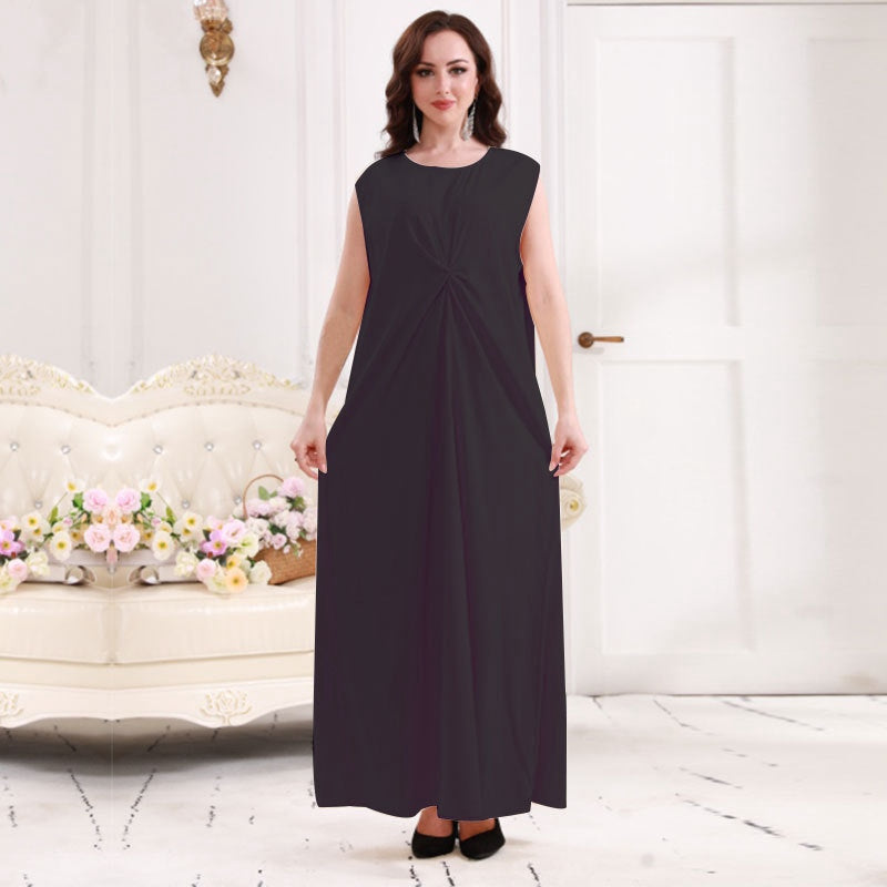 Robe Abaya sans manches en satin pour femme musulmane