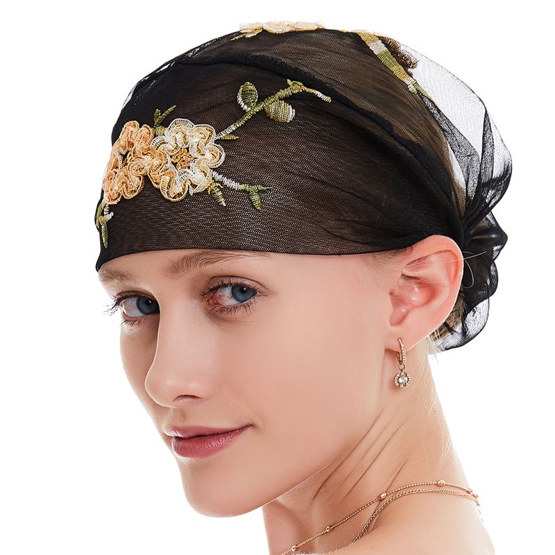 Fashion Muslim Women Arab Embroidery Hijab Caps Hat Turban