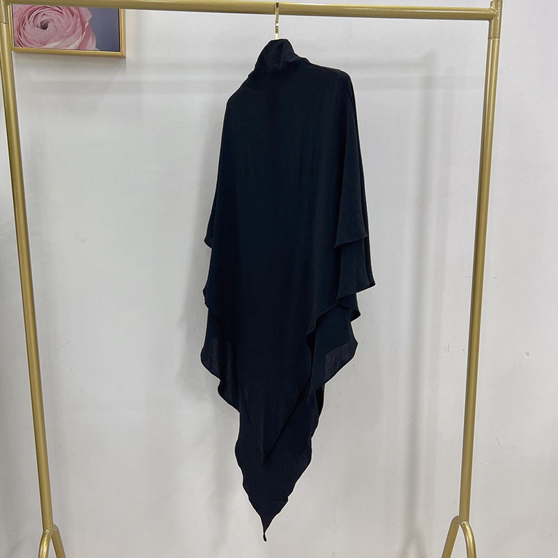 Khimar long en coton mélangé pour femmes musulmanes, deux couches