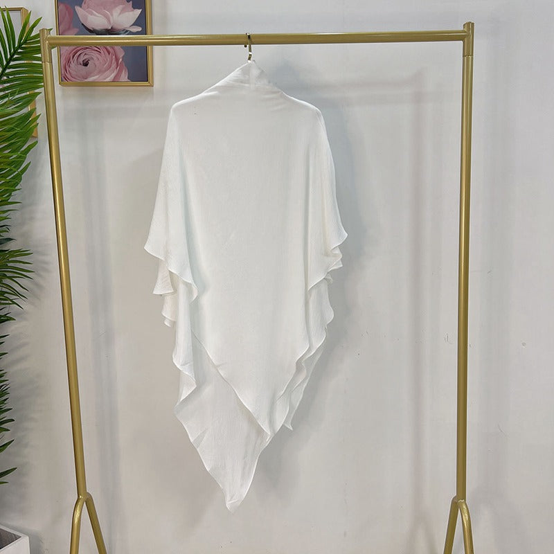 Khimar long en coton mélangé pour femmes musulmanes, deux couches
