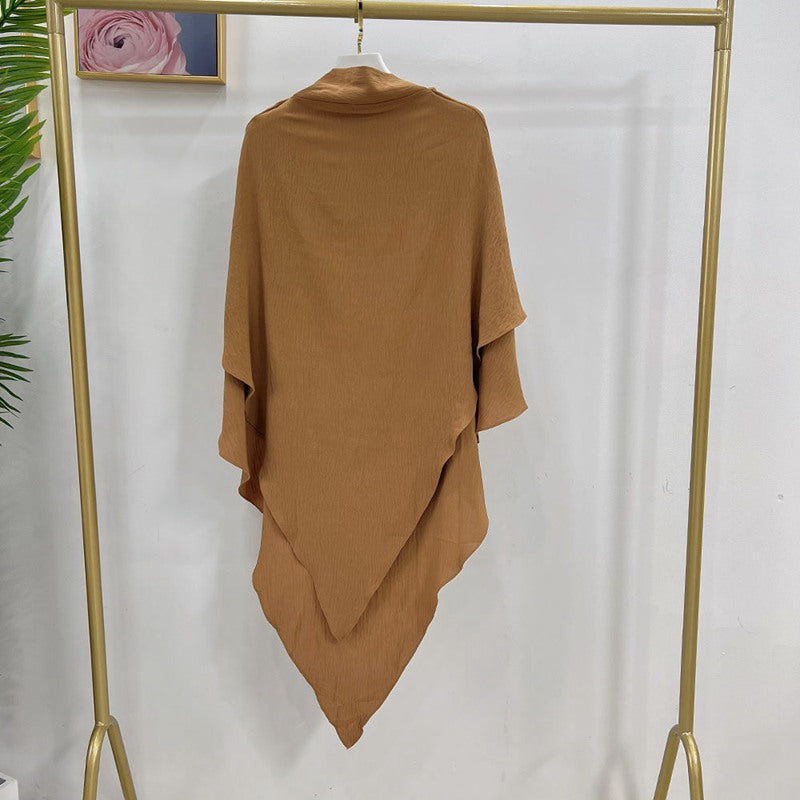 Khimar long en coton mélangé pour femmes musulmanes, deux couches