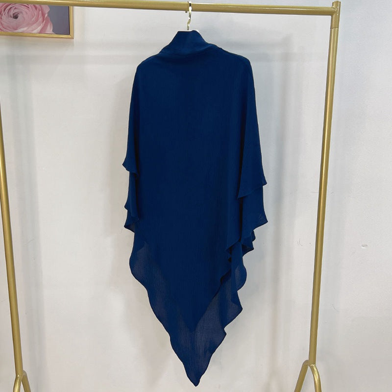 Khimar long en coton mélangé pour femmes musulmanes, deux couches