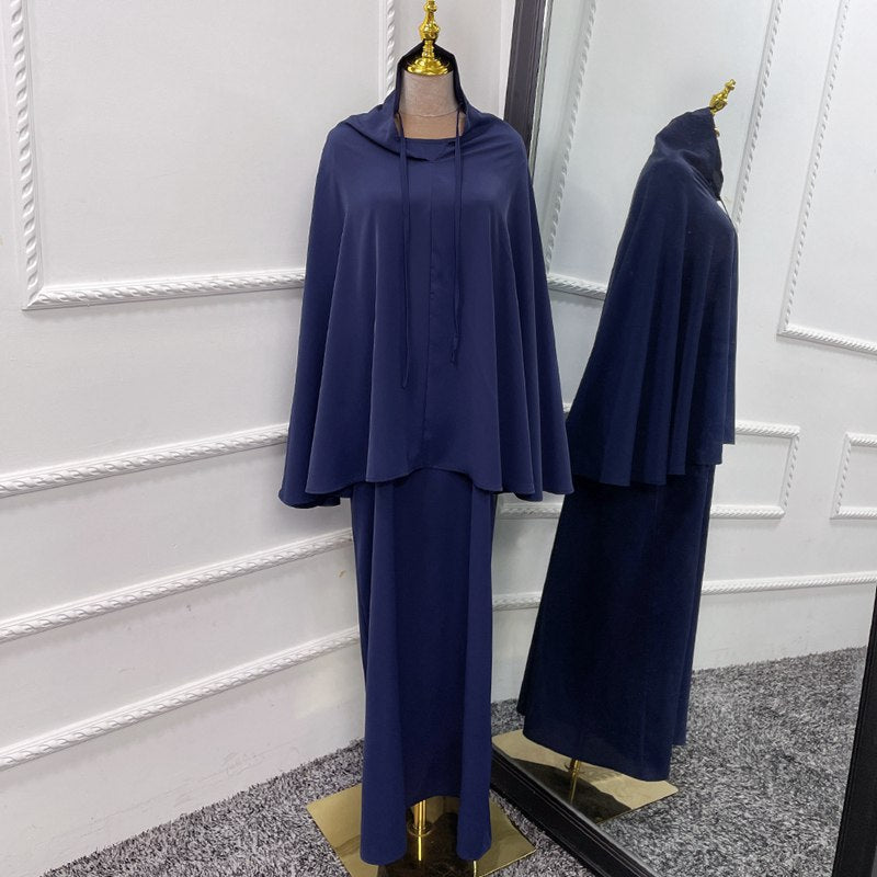 Ensemble 2 pièces Jilaba couleur unie pour femmes musulmanes, robe Moyen-Orient, Dubaï, vêtements turcs