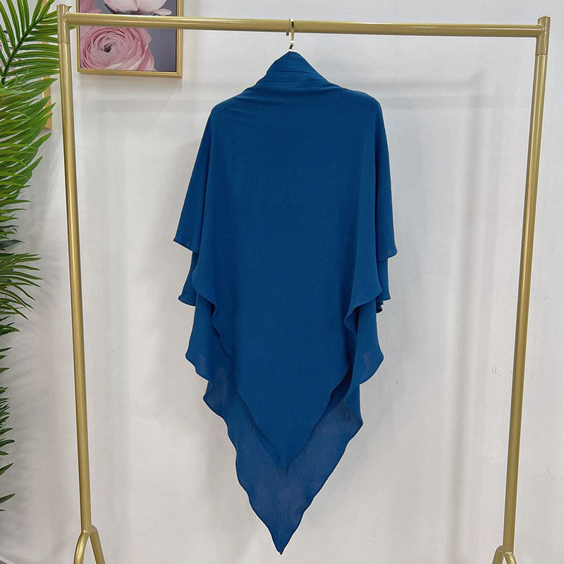 Khimar long en coton mélangé pour femmes musulmanes, deux couches