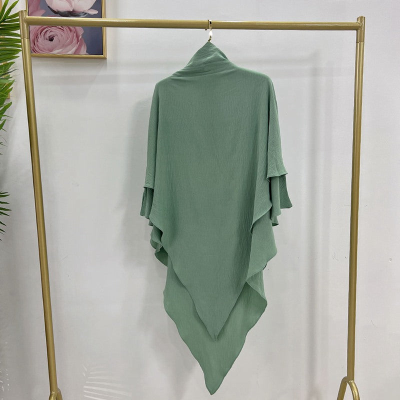 Khimar long en coton mélangé pour femmes musulmanes, deux couches