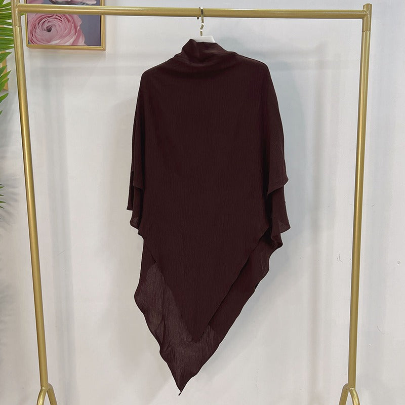 Khimar long en coton mélangé pour femmes musulmanes, deux couches