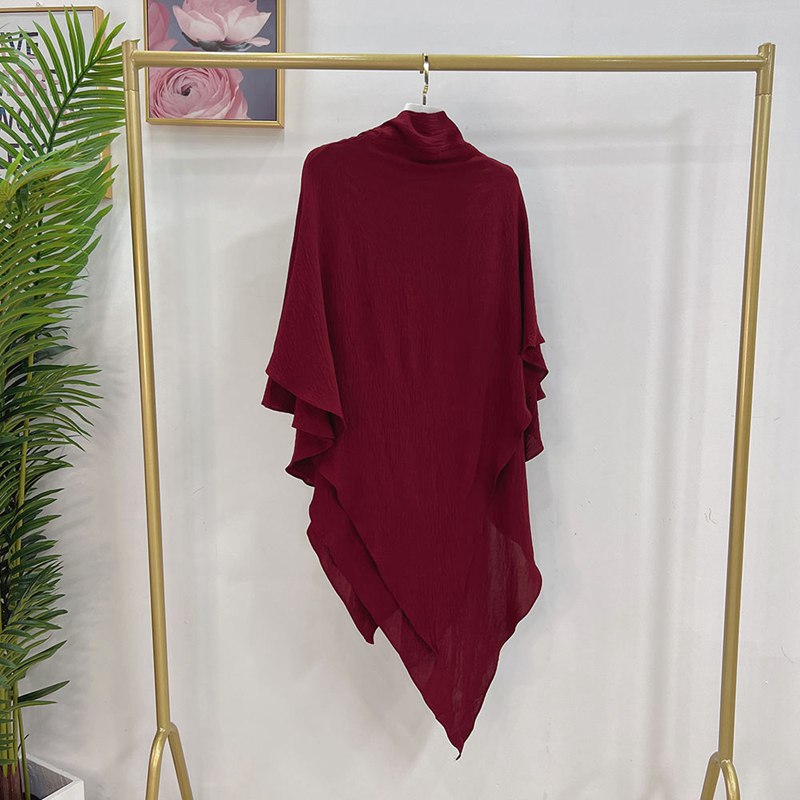Khimar long en coton mélangé pour femmes musulmanes, deux couches