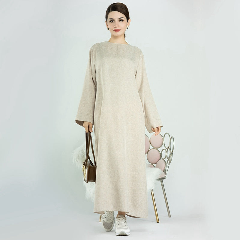 Robe Abaya ouverte en coton mélangé pour femmes musulmanes turques de Dubaï