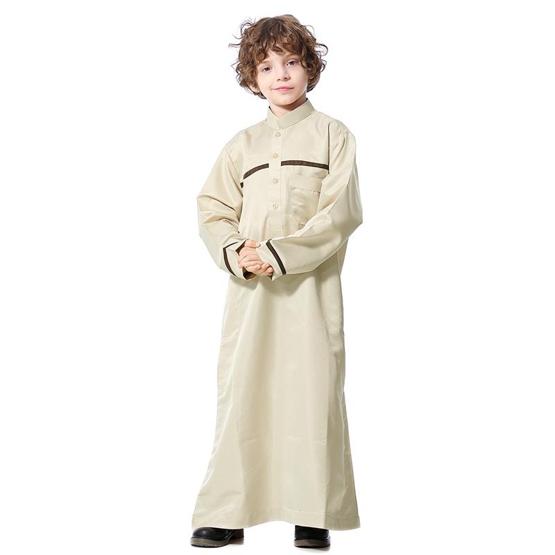 Vêtements pour enfants arabes du Moyen-Orient, robe à col montant, thobes pour garçons