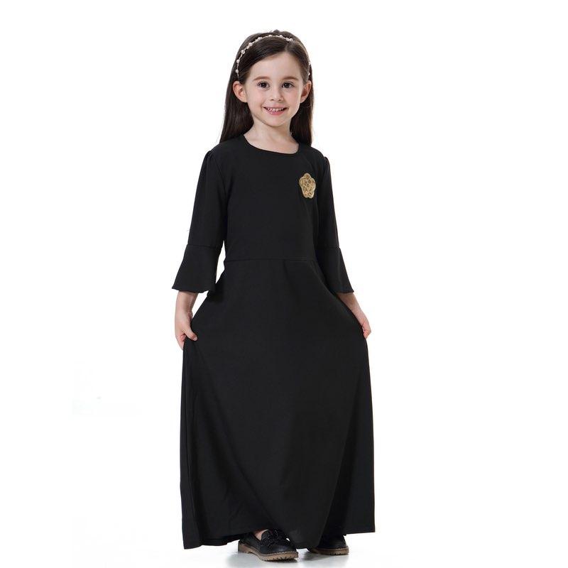 Robe Abaya simple et tendance pour filles, vêtements arabes du Moyen-Orient pour enfants