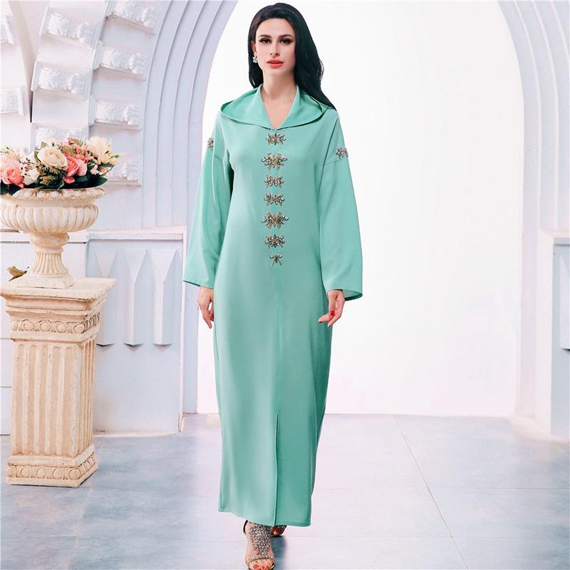 À capuche élégante strass longue Femme Djellaba femmes Abaya caftan robe Jalaba