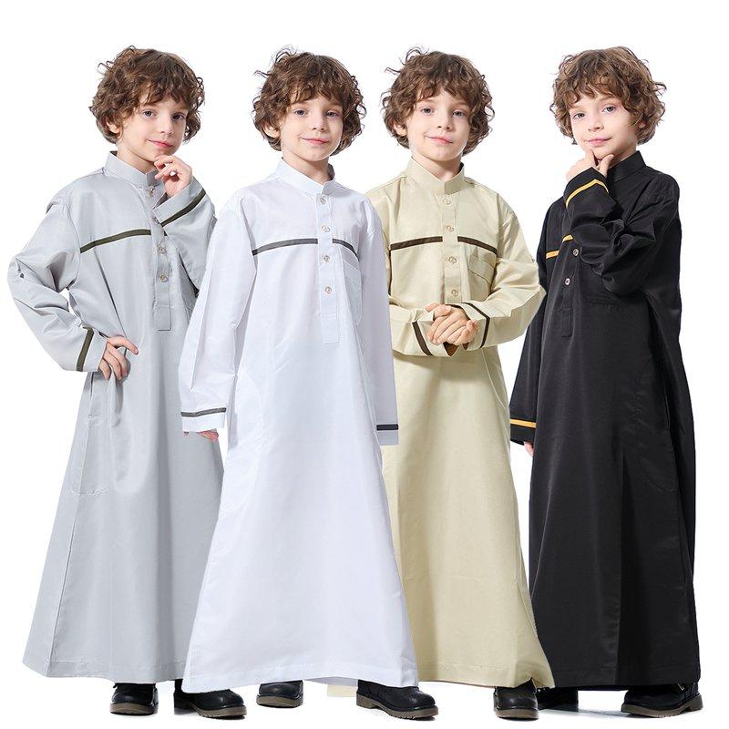 Vêtements pour enfants arabes du Moyen-Orient, robe à col montant, thobes pour garçons