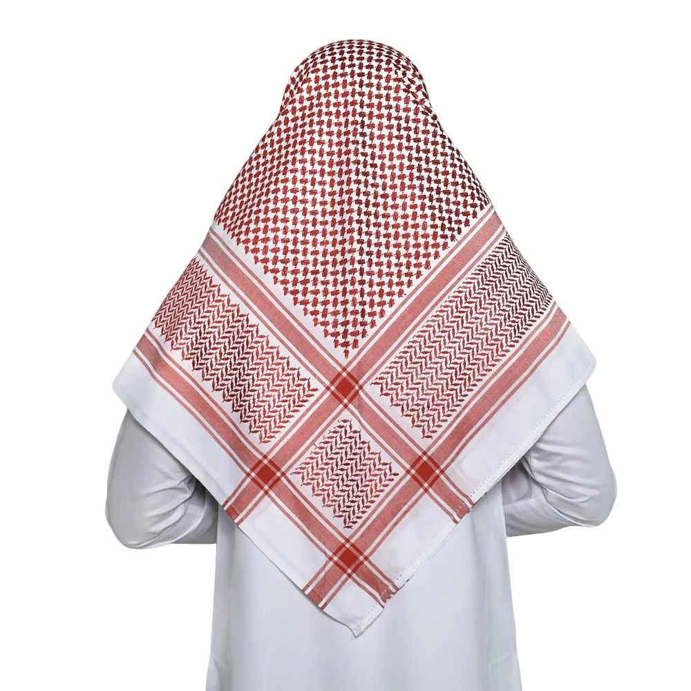 Authentic Keffiyeh Arab Head Covering Scarf for Men Sheikh, Islamic Muslim Turban Emirates Dubai Men Headwear Hijab
