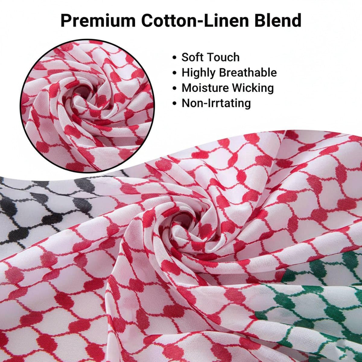 Authentic Printed Palestinian Keffiyeh Scarf Arab Shemagh Traditional Kuffiyeh Head Neck Wrap For Men and Women