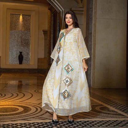 Eid Sequins Caftan Kaftan Jalabiya For Party And Wedding