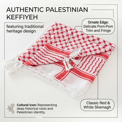 Authentic Printed Palestinian Keffiyeh Scarf Arab Shemagh Traditional Kuffiyeh Head Neck Wrap For Men and Women