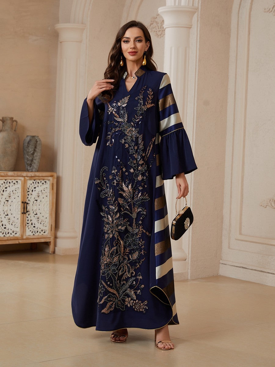 Eid Sequins Dress Muslim Women Kaftan Caftan Dress #26169