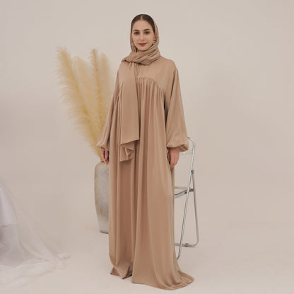 Robe longue en satin avec poche, 11 options de couleurs