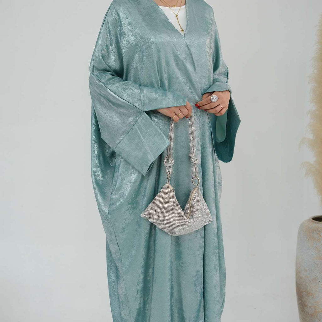 Robe Abaya ouverte en cardigan - Tissu bronzant