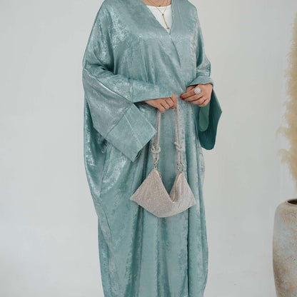 Robe Abaya ouverte en cardigan - Tissu bronzant