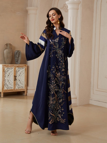 Eid Sequins Dress Muslim Women Kaftan Caftan Dress #26169