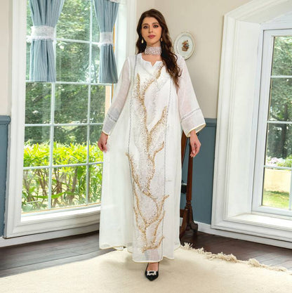 Eid Dubai luxe Doris paillettes broderie Caftan Kaftan robe Jalabiya