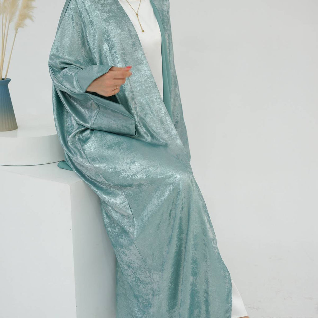 Robe Abaya ouverte en cardigan - Tissu bronzant