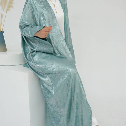 Robe Abaya ouverte en cardigan - Tissu bronzant