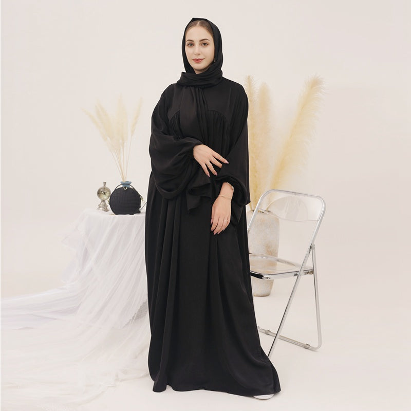 Robe longue en satin avec poche, 11 options de couleurs