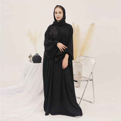 Robe longue en satin avec poche, 11 options de couleurs