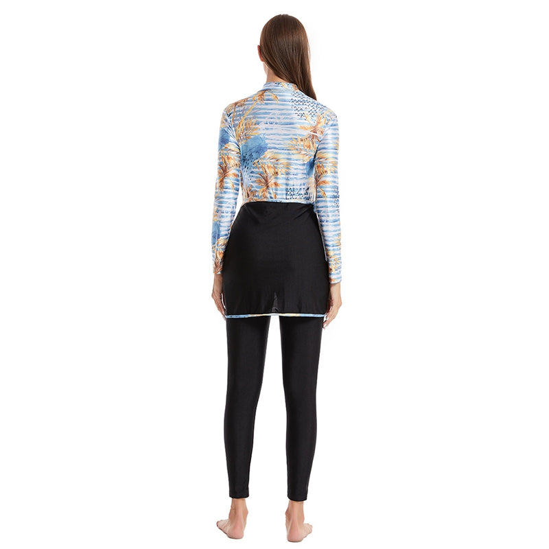 Ensemble 3 pièces maillot de bain imprimé burkini avec coussinets d'allaitement