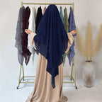 Khimar long en mousseline à 3 couches, 11 options de couleurs