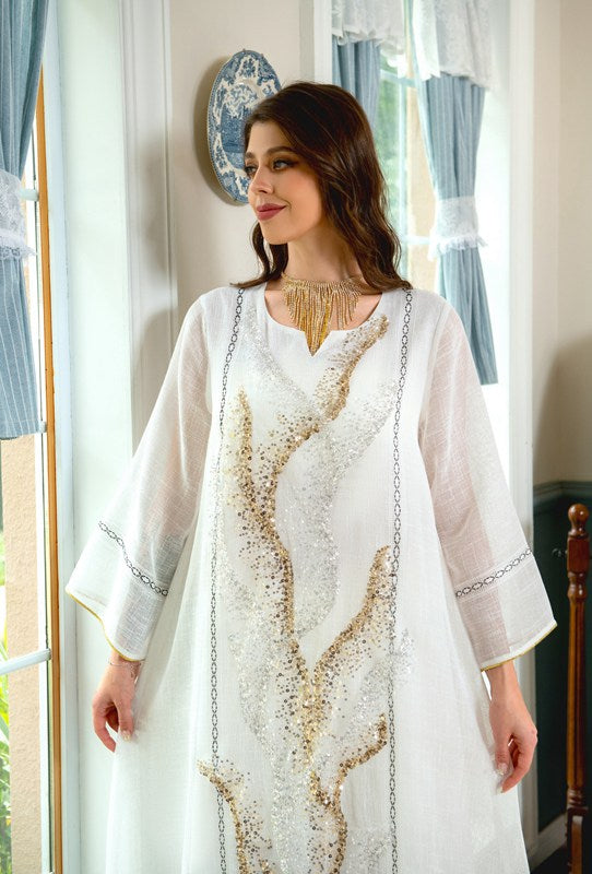 Eid Dubai luxe Doris paillettes broderie Caftan Kaftan robe Jalabiya
