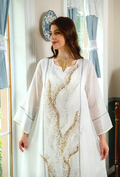 Eid Dubai luxe Doris paillettes broderie Caftan Kaftan robe Jalabiya