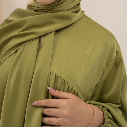 Robe longue en satin avec poche, 11 options de couleurs